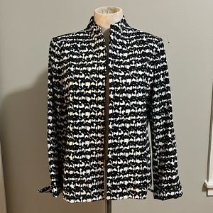 AUSTIN REED jacket blazer Black And White printed Open Front Size 10